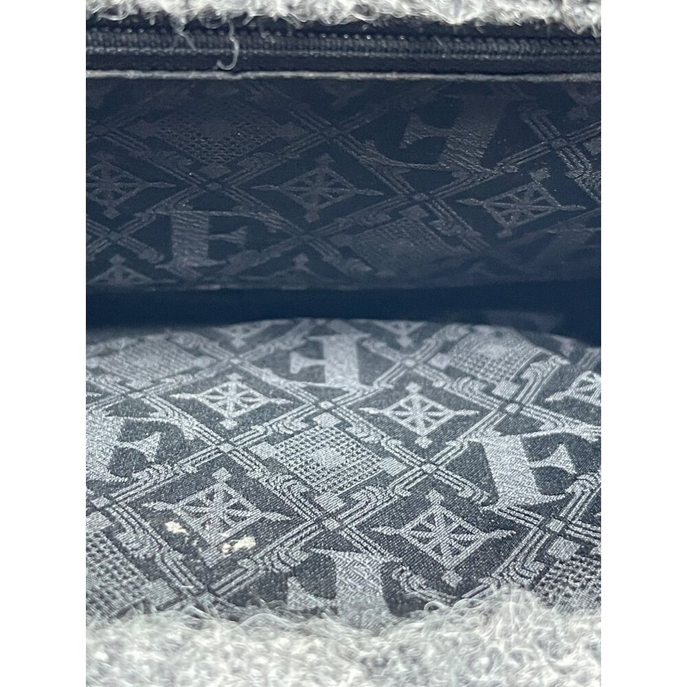 Ferre Vintage Italian Wool & Leather Handbag With Shoulder Strap Gray - Picture 6 of 7